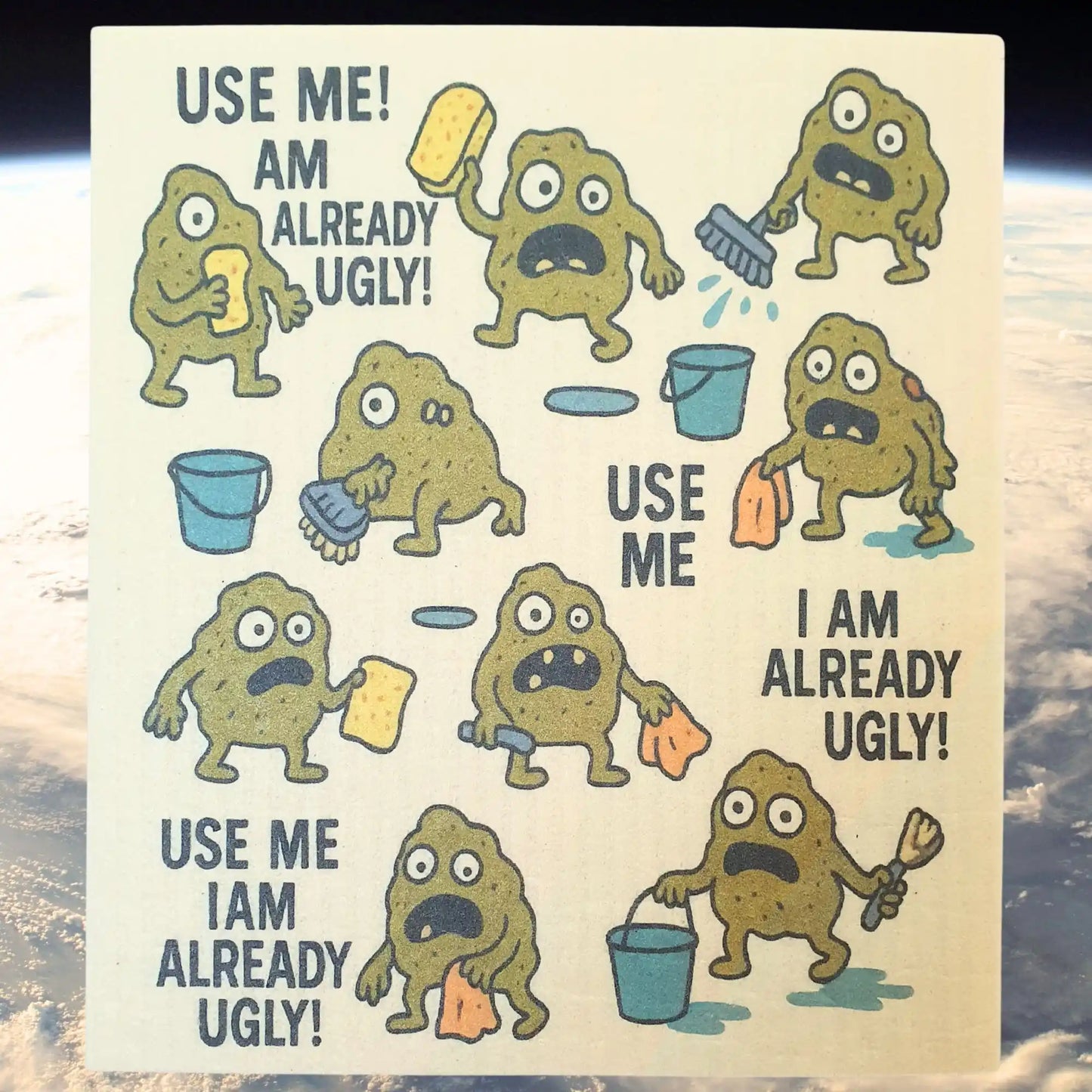 Geschenkidee nachhaltiges Spültuch Ugly Monster Design