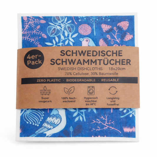 4er Pack Schwedische Schwammtücher – schön, nachhaltig und unglaublich praktisch