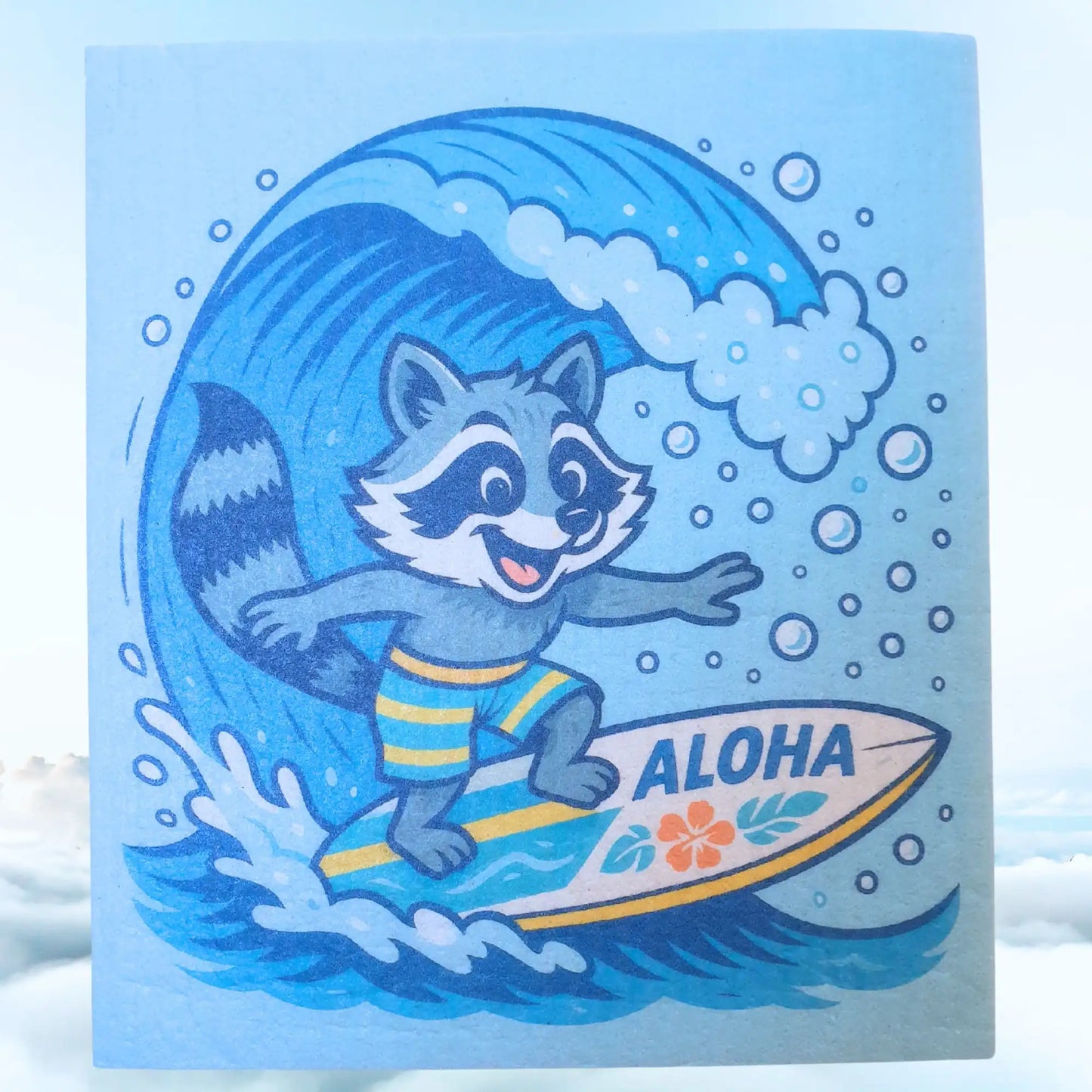 Geschenkidee nachhaltiges Spültuch Waschbär-Design