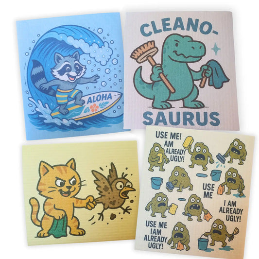 Geschenkidee nachhaltige Spültücher im Comic Design 4er-Set