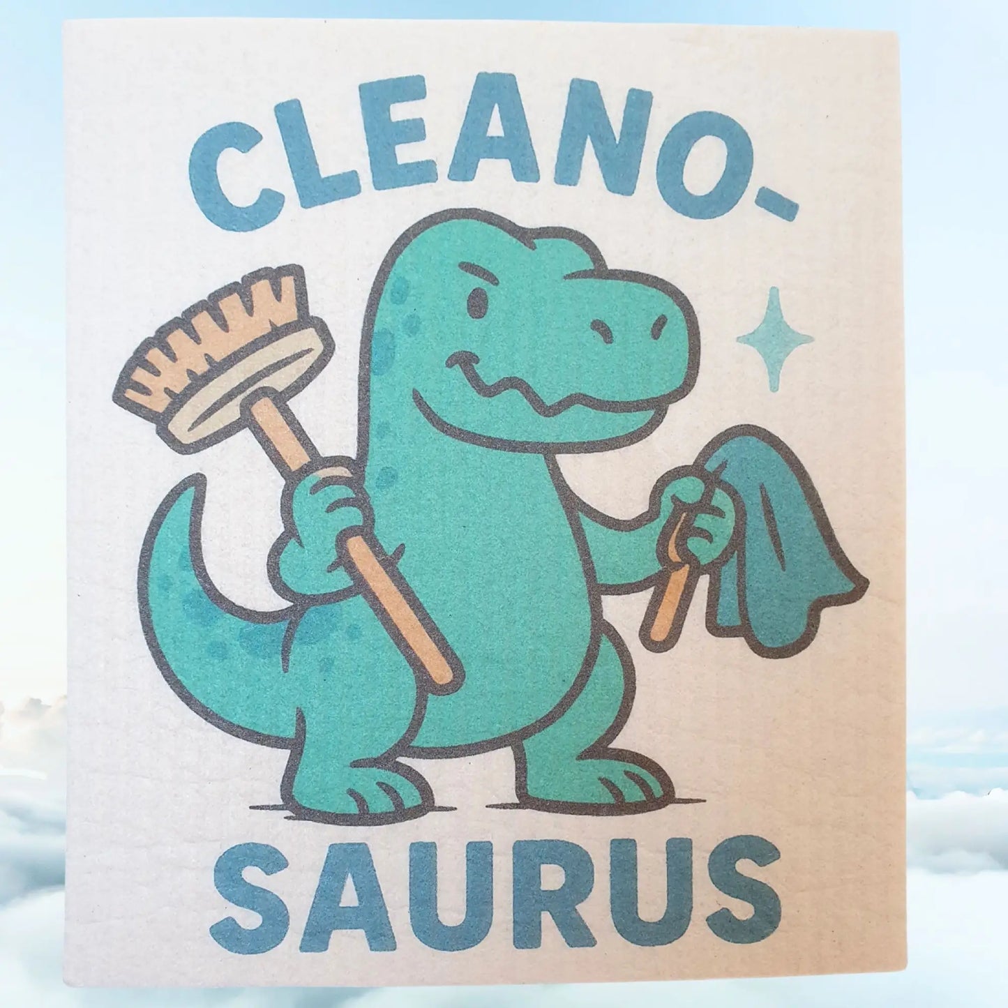Geschenkkidee nachhaltiges Spültuch Cleanosaurus Design