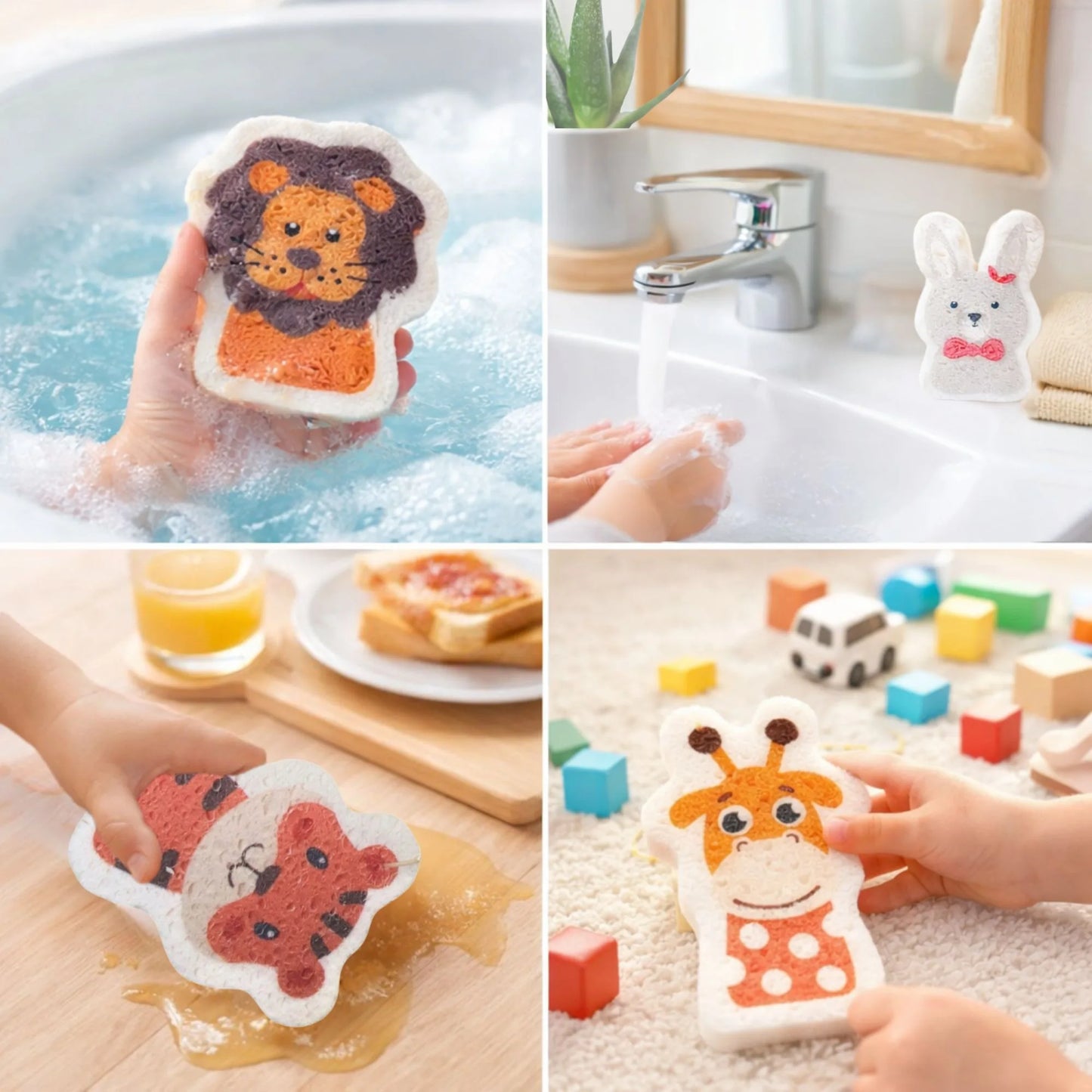 Tierschwämme aus Zellulose in Küche, Bad, beim Aufwischen und als Spielgefährten für Kinder