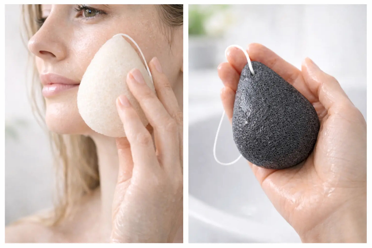 Konjac-Schwamm 2er Set Black and White Tropfen