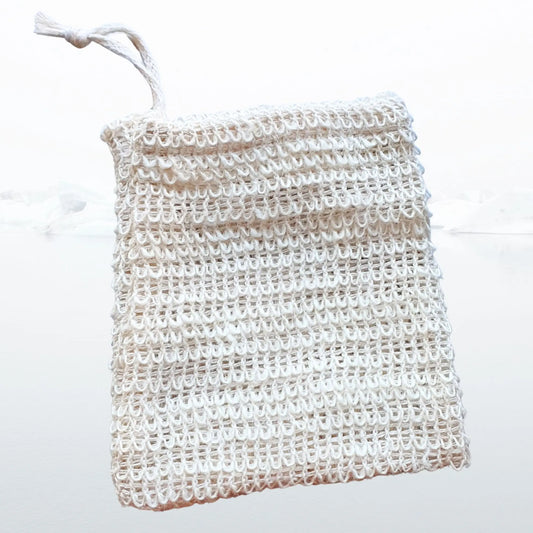 Schrubbtuch oder Topfreiniger aus Sisal-Baumwoll-Mix, Säckchen mit Aufhängekordel